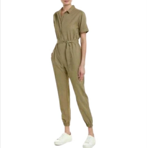 Monrow Pants - MONROW BELTED SHORT SLEEVE UTILITY JUMPSUIT NWT